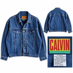 VTG Calvin Klein Denim Jacket Womens Large Denim Trucker Jacket Blue 80s 90s